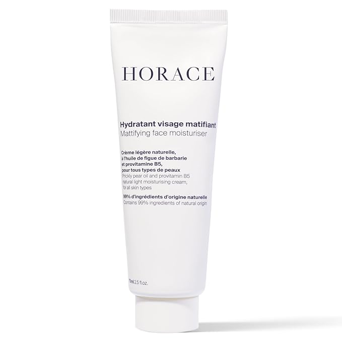 HORACE Mattifying Face Moisturizer for Men – 96.6% Natural Ingredients – No Silicones or Mineral Oils – Moisturising Cream for All Skin Types – Unscented, 75 ml