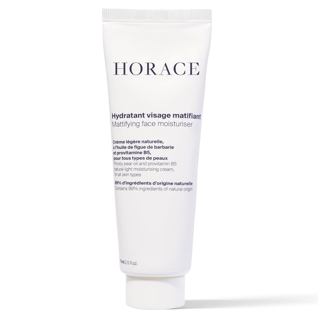 HORACE Mattifying Face Moisturizer for Men – 96.6% Natural Ingredients – No Silicones or Mineral Oils – Moisturising Cream for All Skin Types – Unscented, 75 ml