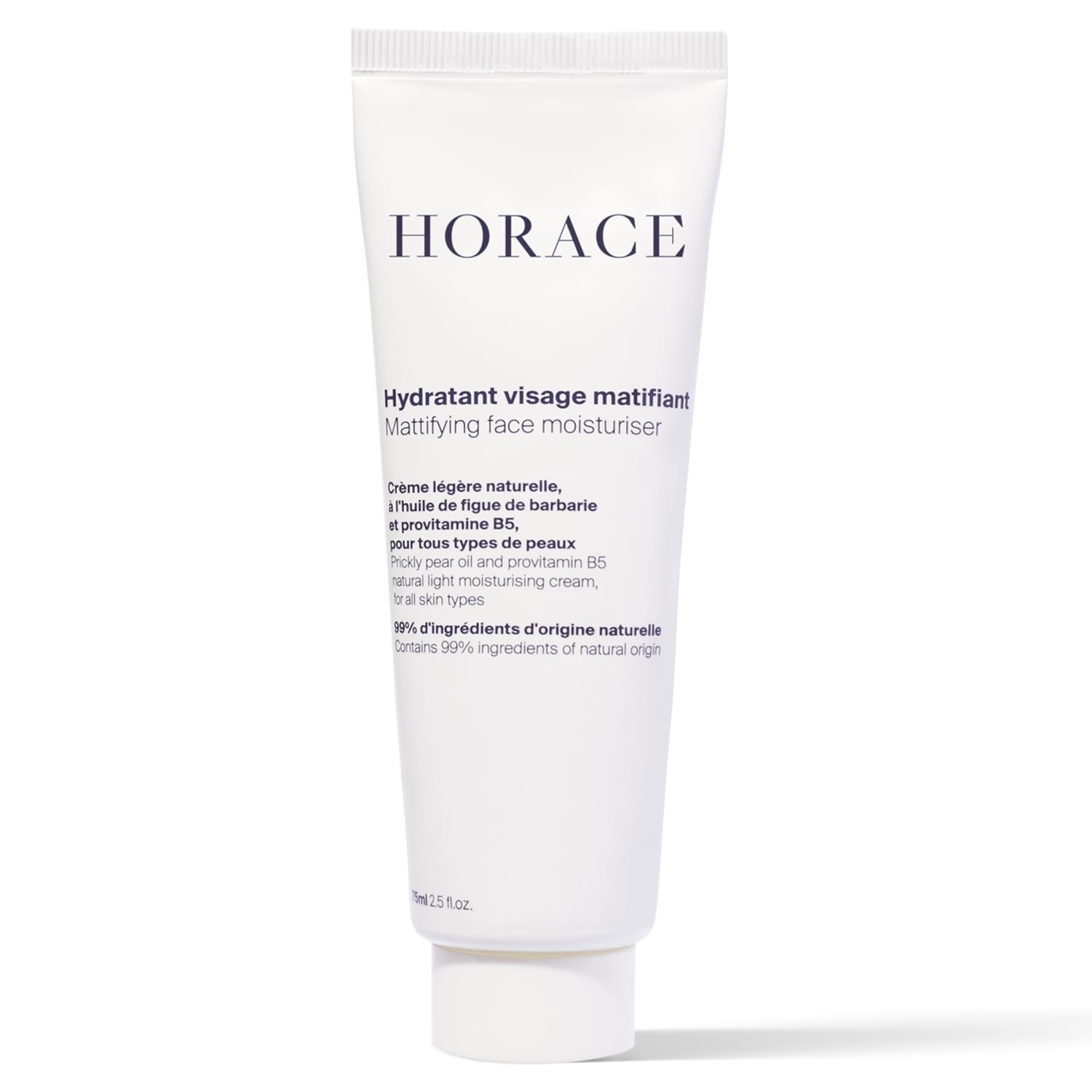 HORACE Mattifying Face Moisturizer for Men – 96.6% Natural Ingredients – No Silicones or Mineral Oils – Moisturising Cream for All Skin Types – Unscented, 75 ml