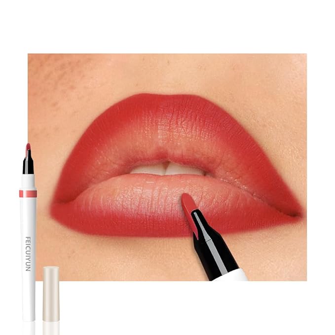 FeiCuiYun Matte Calligraphy Liquid Lip Liner Lipstick Pencil, Red Long-Lasting Transfer-Proof Lip Stain, Lightweight Lipstick, Sheer Buildable Color, Fades to a Natural Wash of Colors
