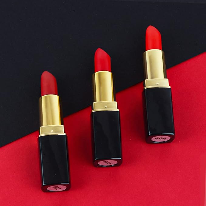 evpct 3Pcs Dark Bright Ruby Berry Red Matte Lipstick Set for Older Women
