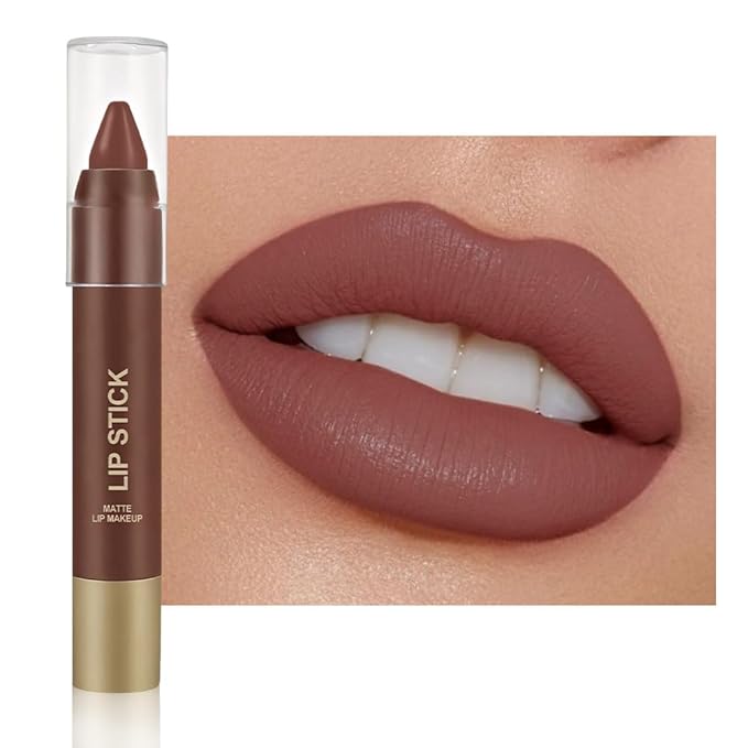 QIDSTERS Matte Lipstick Crayon for Women, Nude Brown 24 Hour Lipstick Lip Liner Pencil, Neutral Lip Stick Lipliner Long Lasting Waterproof Smudge Proof, Vegan & Cruelty-Free, 03