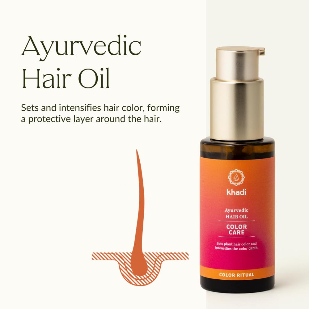 KHADI COLOR CARE Hair Oil - Hair treatment for fixing plant hair color - shine & UV protection - luminosity - 100% natural, plant-based & vegan - 1.69 fl oz