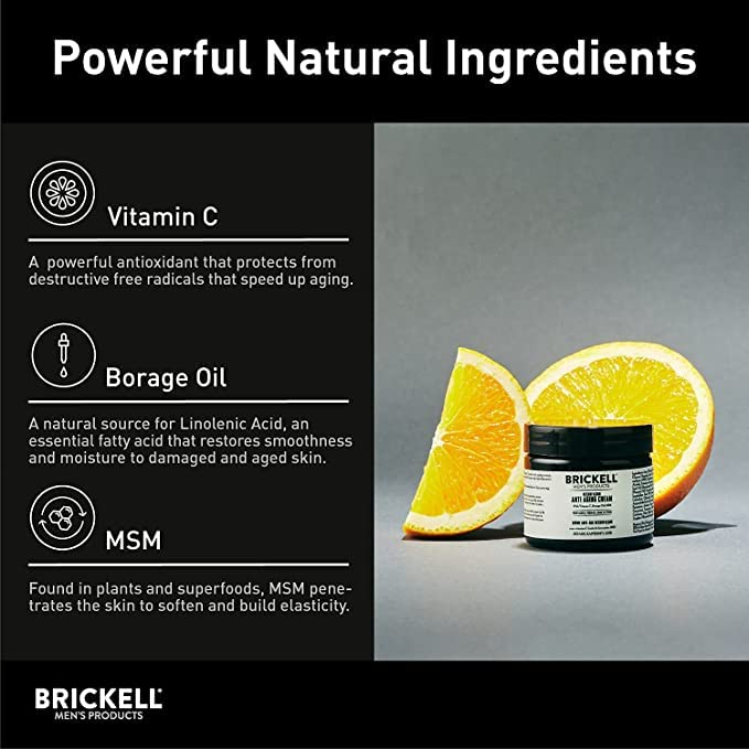 Brickell Men's Products Resurfacing Anti-Aging Face Cream For Men, Face Moisturizer For Wrinkles, With Vitamin C, Jojoba Oil, and Pro-Vitamin B5, 2 Ounce, Scented