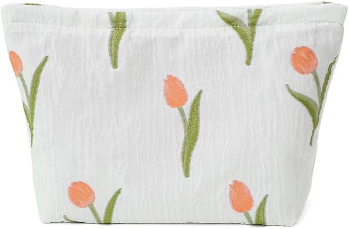 BBORGDC Floral Jacquard Makeup Bag - Large Capacity Cosmetic Pouch & Travel Toiletry Organizer with Zipper, Perfect for Daily Use, Gifts, and On-the-Go Essentials, Purses for Women Clearance