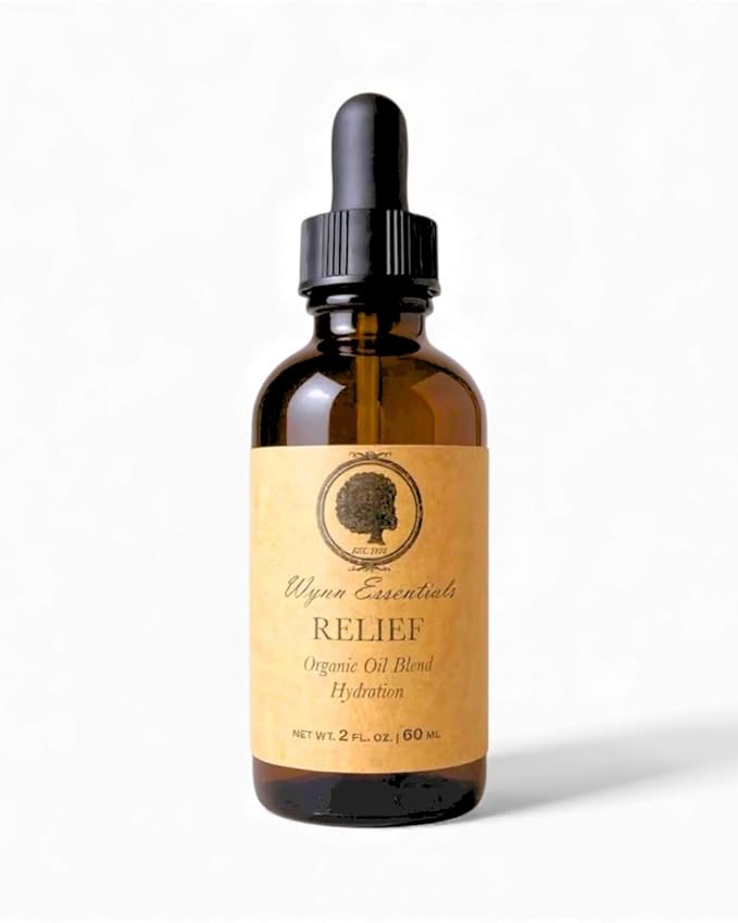Wynn Essentials Relief Oil, Organic Scalp Treatment, Soothing Formula for Dry, Itchy, Dandruff-Prone Scalp with Almond, Jojoba, Avocado, Tea Tree and Black Castor Oil