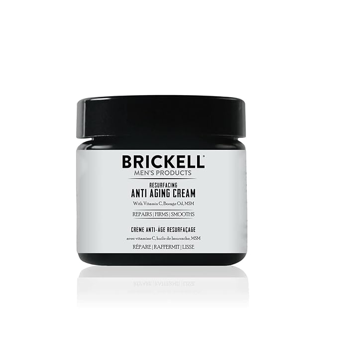 Brickell Men's Products Resurfacing Anti-Aging Face Cream For Men, Face Moisturizer For Wrinkles, With Vitamin C, Jojoba Oil, and Pro-Vitamin B5, 2 Ounce, Unscented