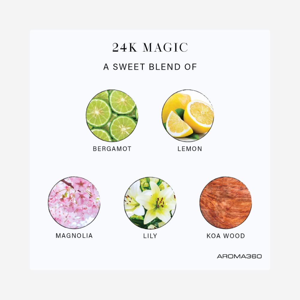 Aroma360-24K Magic - Essential Oil Room Spray Duo - Luxury Hotel Inspired Aromatherapy - Hints of Zesty Citrus, Floral Jasmine, & Lily - Hypoallergenic - Air Freshener Spray - 6.8 Fl Oz - 2 Pack