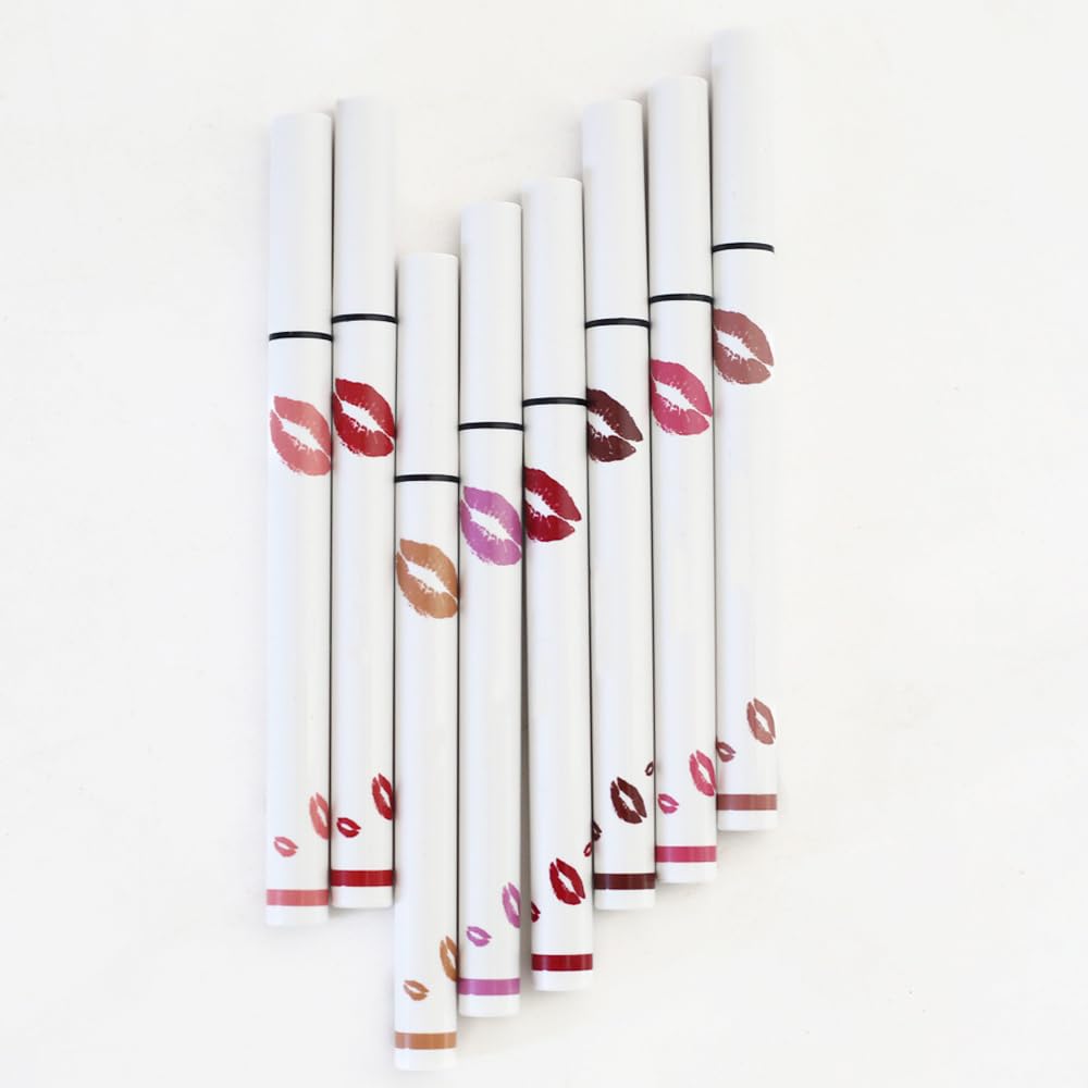 evpct Longwear Liquid Lip Liner Stain Marker Pen Long Lasting Waterproof, Nude Brown Matte Semi Permanent 24 Hour Lip Liner and Lipstick Combo, Korean Color Stay Lipliner All Day, Lips Stain peel off