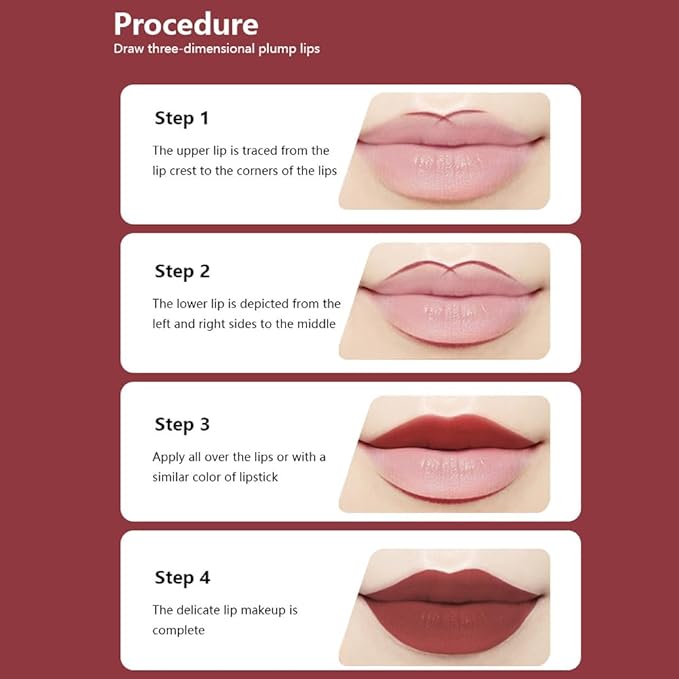 Matte Calligraphy Liquid Lip Liner Lipstick Pencil, Wine Red Long-Lasting Transfer-Proof Lip Stain Halloween Birthday Party Wear, Sheer Buildable Color, Fades to a Natural Wash of Colors