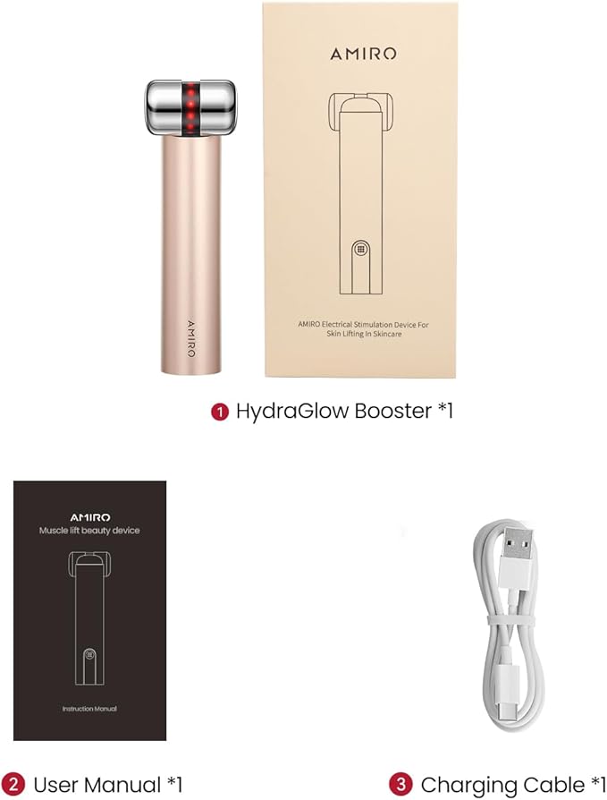 AMIRO Microcurrent Facial Device with Red Light & Infrared, At-Home LED Beauty Device Designed for Skincare Use, Works with PDRN Serum
