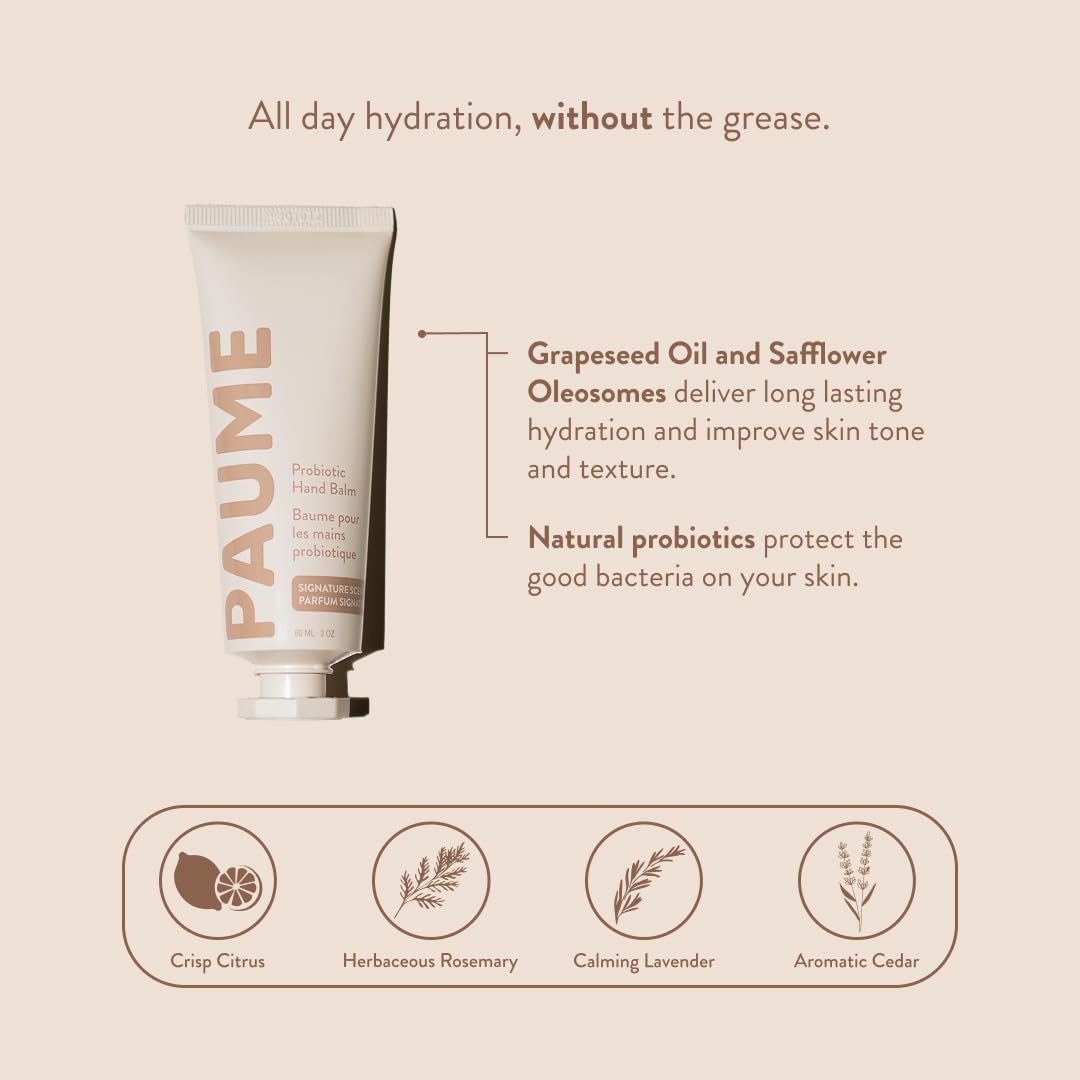 PAUME Probiotic Hand Balm, Fast-Absorbing Moisturizer for Dry Hands, 2oz