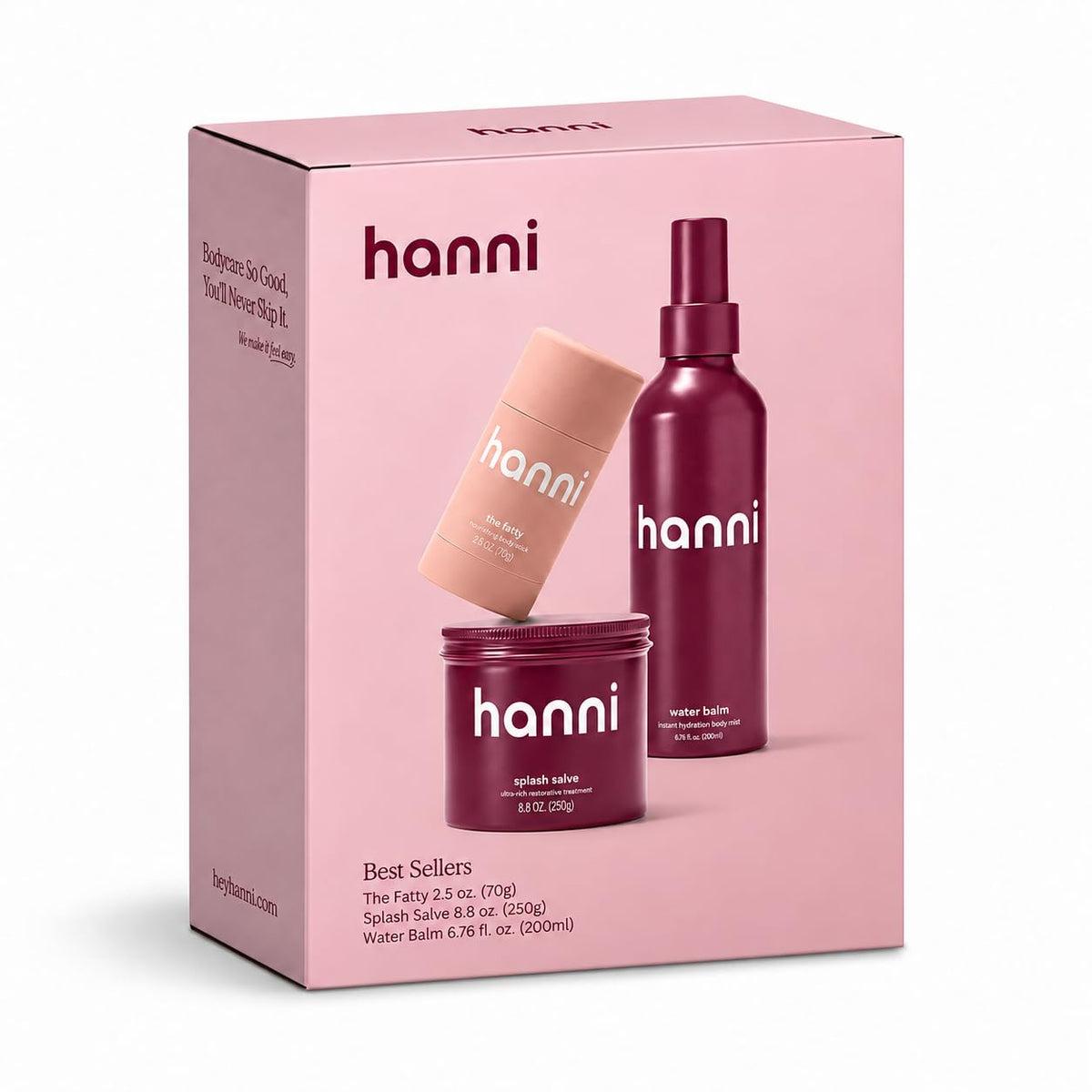 HANNI Body Moisturizer Gift Set | Splash Salve, Water Balm & The Fatty