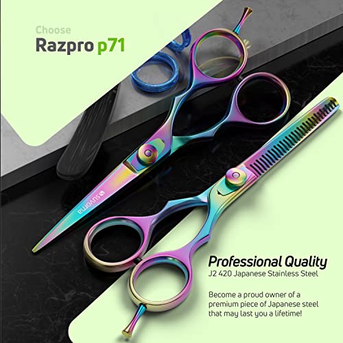 Suvorna 5.5" Hair Cutting Scissors Professional with Thinning Shears, Right-Hand Professional Hair Scissors, Barber Shears, hair shears, 2 Pcs Hair Cutting Shears - tijeras de peluqueria profesional.