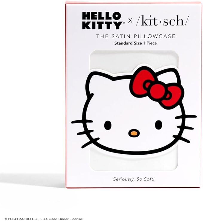 Kitsch x Hello Kitty Satin Pillowcase - Size 19x26, Ivory