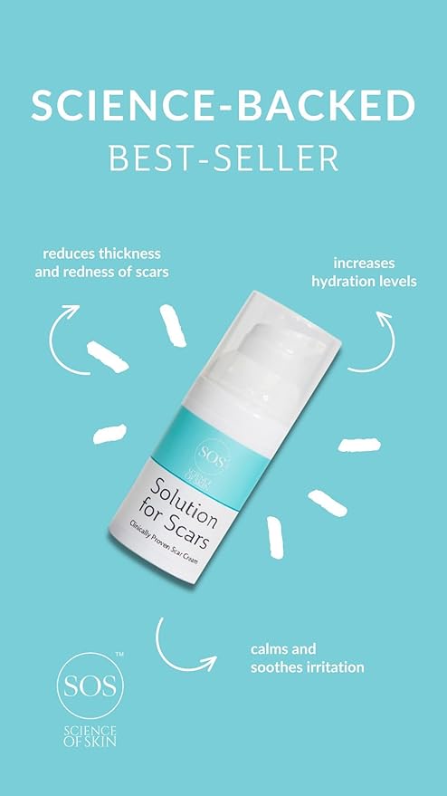 Science of Skin Solution for Scars - Clinically Proven Active Scar Cream. Reduces The Appearance of Old & New Scars. Clinically Proven to Reduce The Appearance of Scarring (Single Unit)
