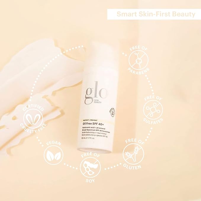 Glo Skin Beauty Oil-Free SPF 40+, 1.7 Fl Oz – Mineral Sunscreen for Face with Zinc Oxide, Hydrating Face Moisturizer with Hyaluronic Acid, Lightweight Broad Spectrum SPF for All Skin Types