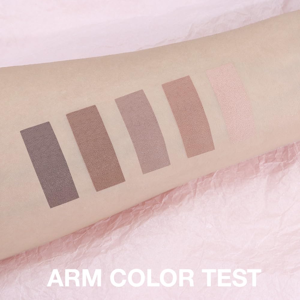 JUAAZIN 5 Colors Matte Eyeshadow Makeup Palette, 5 Natural Neutral Nude Brown Cool-Toned Nude Taupe Eyeshadow, Looks for Brown Eyes Women Finish Long Wearing Waterproof Professional Eye Makeup 06#