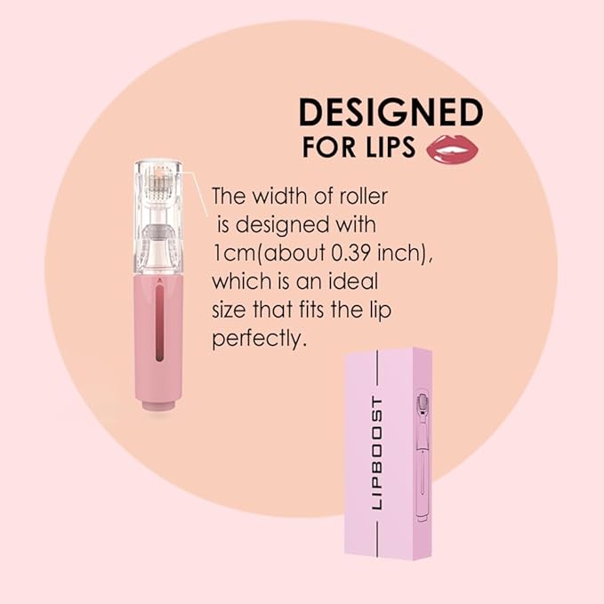Derma Roller with Liquid Reservoir, Quick Serum Applicator for Lips, Skin, Hair, Wrinkles, Easy to Use Micro Needle Roller Without Serum, 105 Titanium Needles 0.25 mm (PINK)