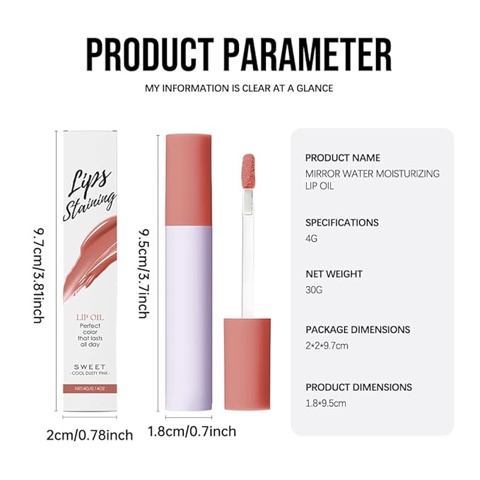 Hxssll Nourishing High-Shine Lip Gloss,Hydrating & Moisturizing Lip Tint, Non-Sticky, Long-Lasting Glossy Lip Stain,Softens & Plumps Lips for Smooth,Gentle Formula for Dry Lips 03#Cool Dusty Pink