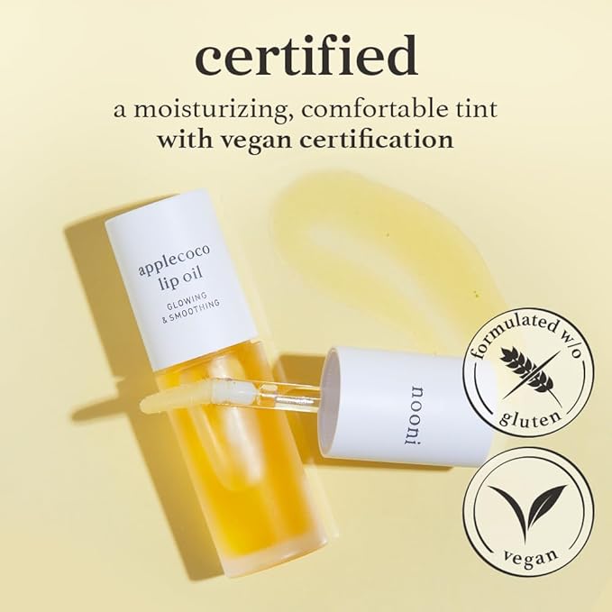 NOONI Korean Lip Oil - Applecoco - Plumping & Hydrating Tinted Lip Gloss