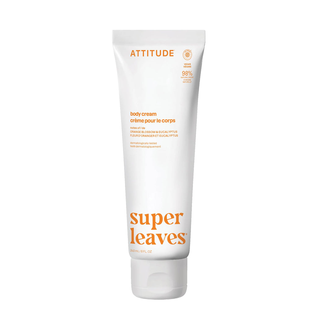 ATTITUDE Body Cream, EWG Verified, Plant- and Mineral-Based Ingredients, Vegan and Cruelty-free, Energizing, Orange Leaves, 8 Fl Oz