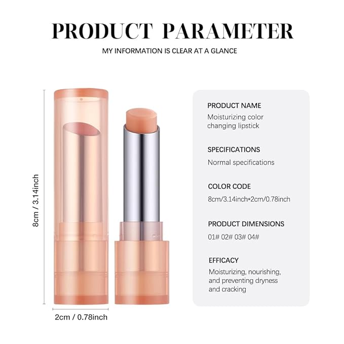 Houksouml Color-Changing Lip Balm, Moisturizing Hydrating Tinted Lip Balm for Dry Lips, Long-Lasting Nourishing Lipstick, Glossy Lip Tint, Lip Care for Smooth, Soft Lips.3#