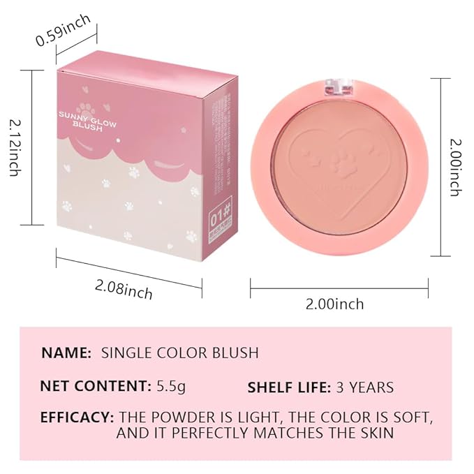 HHLTOH Matte Blush Powder for Cheeks, Cruelty Free Makeup – Long Lasting Natural Face Blusher Makeup, Lightweight Blendable Cheek Color Palette for Women All Skin Tones - #06 Nude Brown