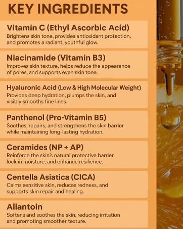 Vitamin C Illuminating Face Serum | Niacinamide 5% + Hyaluronic Acid & Ceramides | Hydrating, Brightening & Helps Prevent Early Signs of Aging | Gentle Skincare for Sensitive Skin | 1 fl oz