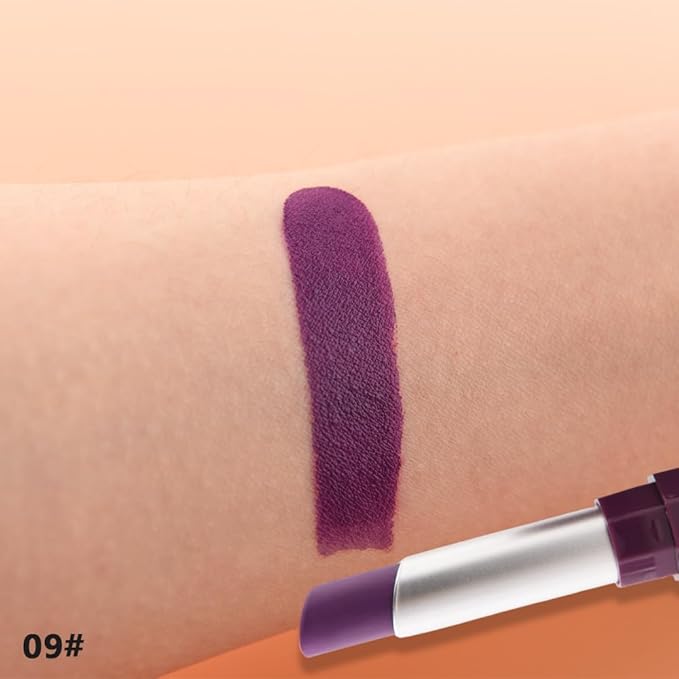 IATMOMOD Dark Magenta Cream Matte Lipstick Stick 09#, Longwear Full Coverage Velvet Lip Color, Waterproof Multi-Use Lip & Cheek Makeup for Party & Daily Wear, Labial con color mate para uso diario