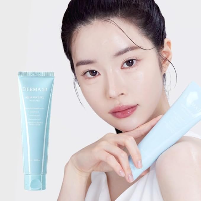 DERMA:D Korean Gel Moisturizer for Face – Lightweight Water Gel Cream with Hyaluronic Acid, EGF & Glutathione, Oil-Free Hydrating Moisturizer for Oily, Dry & Sensitive Skin, Non-Greasy, 3.38 fl oz