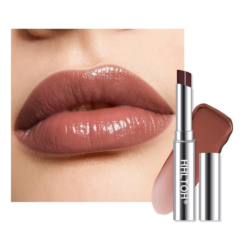 HHLTOH 2Pcs Tinted Lip Balm Moisturizing Lipstick – Waterproof Hydrating Matte Lip Balm for Women, Creamy Natural Color Stain for Dry Lips, Soft Matte Finish (#5 Deep Cherry Brown & #08 Alluring Pink)