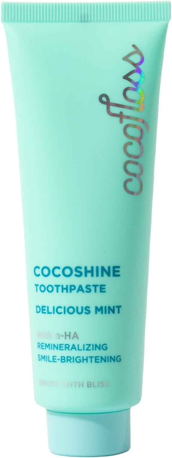 Cocoshine Teeth Whitening Toothpaste by Cocolab, Nano-Hydroxyapatite Toothpaste, Non-Fluoride with Xylitol and Coconut Oil, Gently Formulated for Sensitive Teeth, For Adults and Kids, Mint, 3.4 Oz