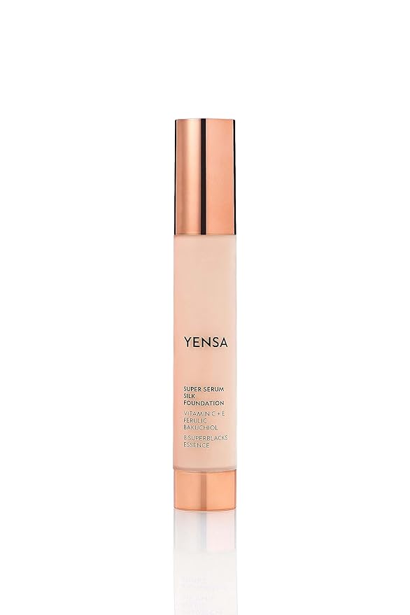 YENSA Super Serum Silk Foundation - Hydrating, Full Coverage Foundation with Vitamin C & Bakuchiol Oil - Blurs Imperfections & Evens Skin Tone - Korean Skin Care Makeup - Light 3 (1 oz)