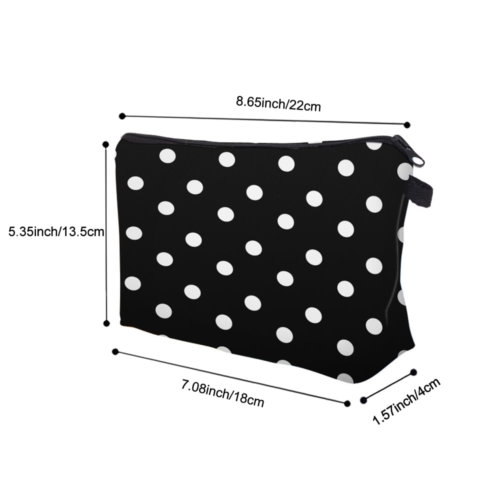 Loomifang Small Makeup Bag Cosmetic Bag for Women, Pretty Design Organizer Case with Zipper Closure, Lightweight and Water-Resistant Make Up Bag - 8.65"x 5.35" x 7.08"（Polka Dot）