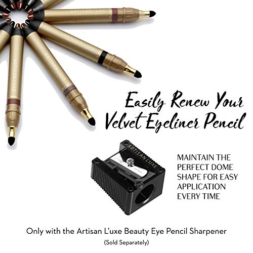 Artisan L'uxe Beauty Velvet Jumbo Shimmering Bronze Eyeliner with Free Sharpener | Blendable Makeup for Smokey Eyes - Waterproof Smudge Proof Pencil Eyeliner, Built-in Smudger & Long Lasting