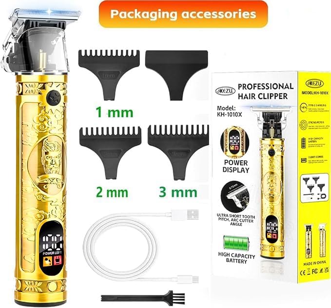 Zclikro Beard Trimmer for Men, Professional Hair Clipper with LCD Display, Rechargeable Electric Razor, Barber-Grade Zero Gapped T-Blade Hair Trimmer, Ideal Present for Men
