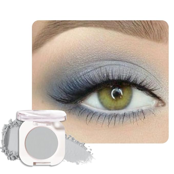 QIDSTERS Smoky Gray Matte Single Eyeshadow, Lightweight Blendable Mini Eye Shadow for Older Women, Monochrome Eyeshadow Palette Makeup Pigmented Waterproof, Vegan & Cruelty-Free, 28
