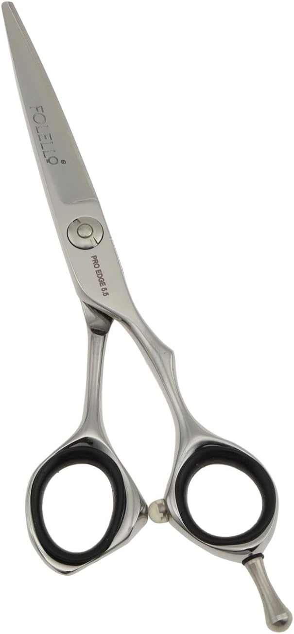 FOLELLO Stainless Steel Right-Handed Thinning Scissors for Unisex, Convex Blade, Adjustable Ball Bearing Screw – Includes Cleaning Oil & Cloth – 5.5 Inch