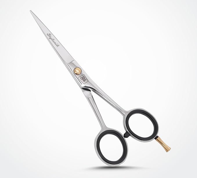 Stylonik Hair Cutting Scissors-Professional Hairdressing Scissors for Women,Men,Hair Stylists,Salon,Barber- 6.5-Inch Stainless Steel Hair Scissors with Finger Rest (Classic Scissor Shinny Polish)