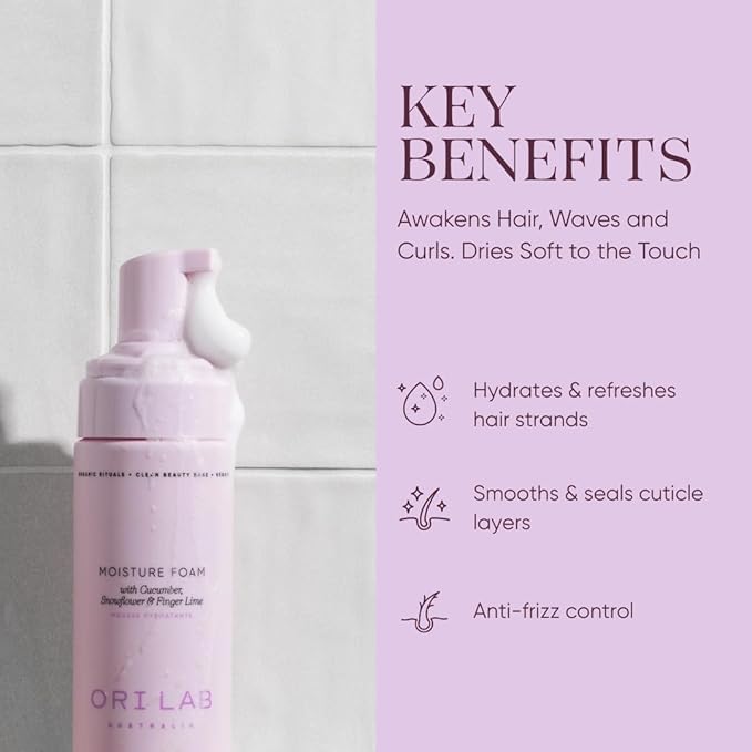 ORI LAB Moisture Foam, Hydrating Curl Mousse to Define Waves, 5.1 fl oz