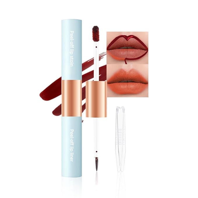 KXmzeG Matte Lip Liner Peel Off Lip Stain, Long Lasting Peel Off Lip Liner Stain, Peel-off Lip Gloss For All Skin Types, Transfer-proof Highly Pigmented Color Waterproof, (02#, Pack of 1)