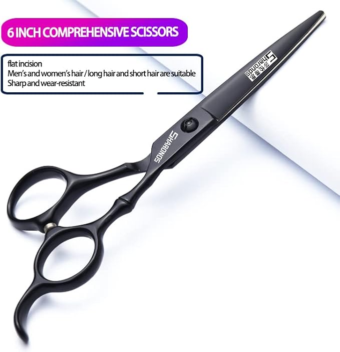 SHARONDS 6/7 Inch Professional 440C Hair Cutting Scissor Salon Hairdressing Thinning Shears Perfect for Barber and Home Use (6 in 2pc)