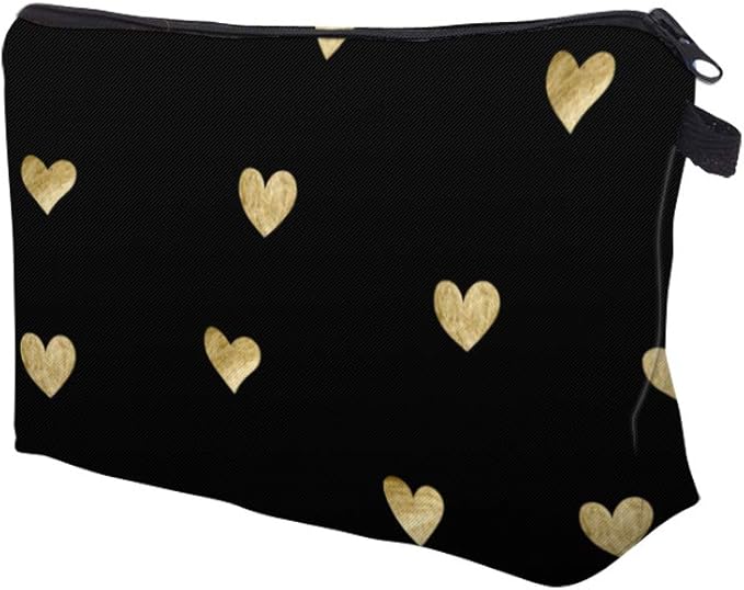 Aiphamy Cute Travel Makeup Bag Cosmetic Bag Small Pouch Gift for Women (Brushed Gold Heart)