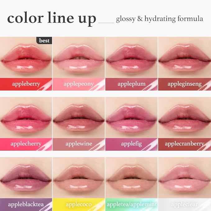 NOONI Korean Lip Oil - Applewine - Plumping & Hydrating Tinted Lip Gloss