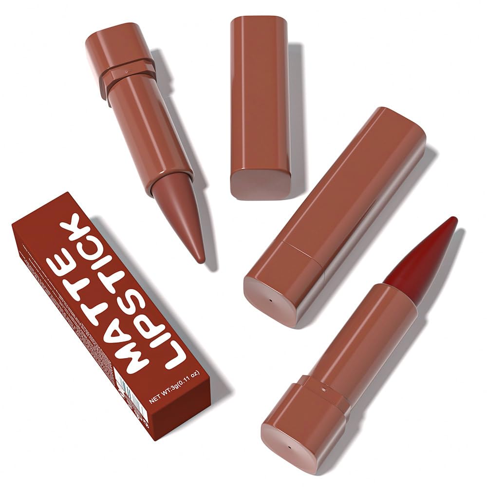BINGBRUSH 6pcs Brown Lip Liners Set,Ombre 2-in-1 Lip Liners & Lipstick set