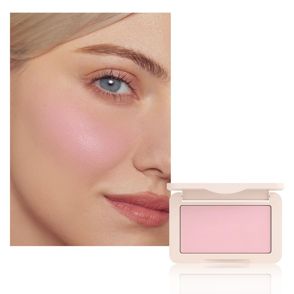 HHLTOH Nude Pink Matte for Face Cheeks Blush, Natural Cream Blushes Makeup Palette, Light Monochrome Blush Creamy Powder Palette Makeup for Older Women, Blushes Eyeshadow Foundation for Every Day 02