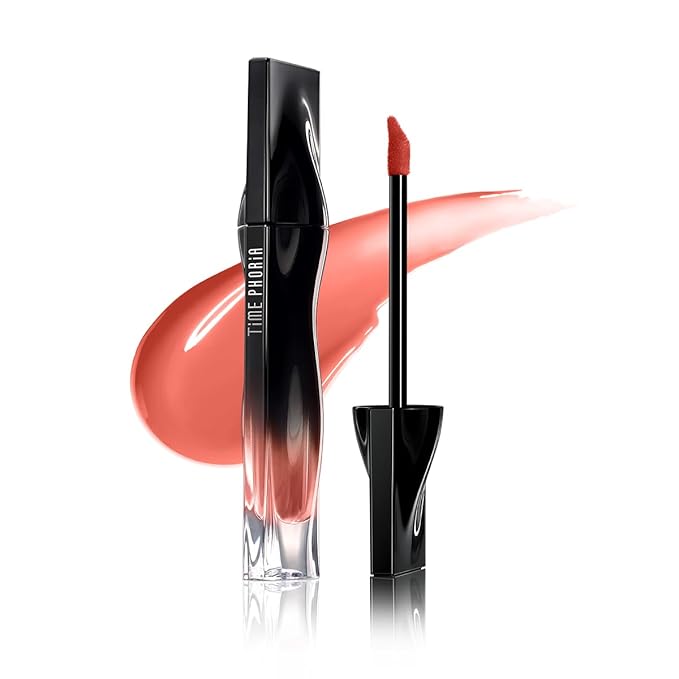 TIMEPHORIA Stellar Dust Lip Stain 12 Pulse, Transfer-Proof & Smudge-Proof Lip Gloss, Pinkish Coral Tinted Glossy Finish, High-Pigment Vibrant Color, Hydrating Lightweight Long-Lasting Lip Makeup