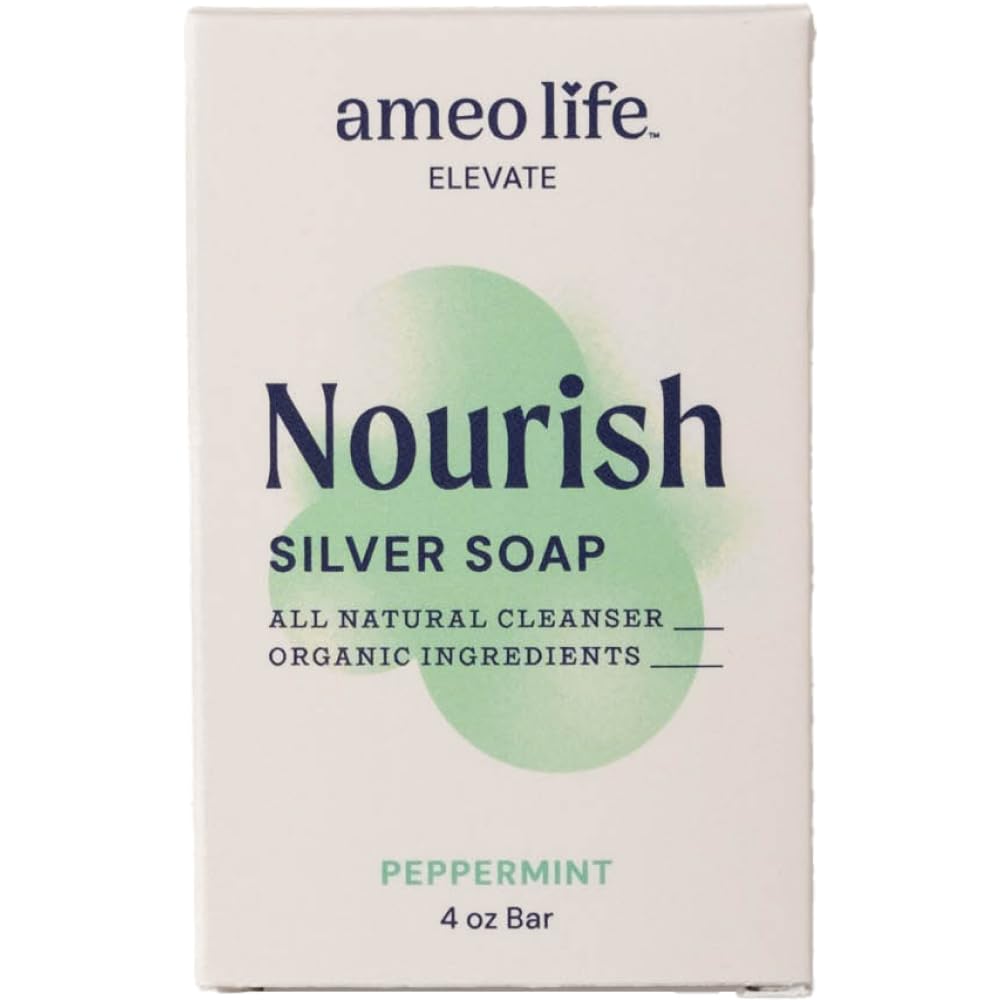 Ameo Life Peppermint Silver Soap with 30 ppm Silver - Naturally Cleanses the Skin, 4 oz Colloidal Silver Soap Bar for Women and Men