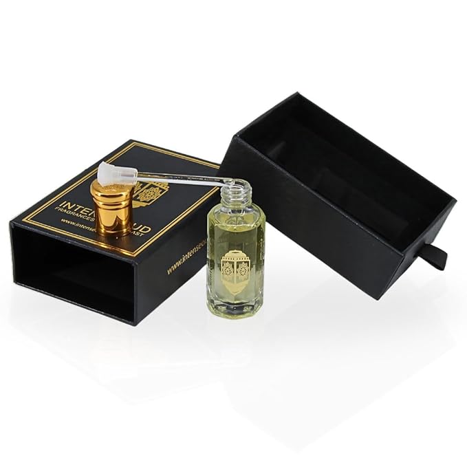 INTENSE OUD Rouje Long Lasting Arabian Perfume Oils for Women 12ML (0.40 OZ) Fragrance Oil with Red Fruits, Saffron & Woody Notes - Luxury Concentrated Perfume Oil & Valentines Day Gift With Black Box